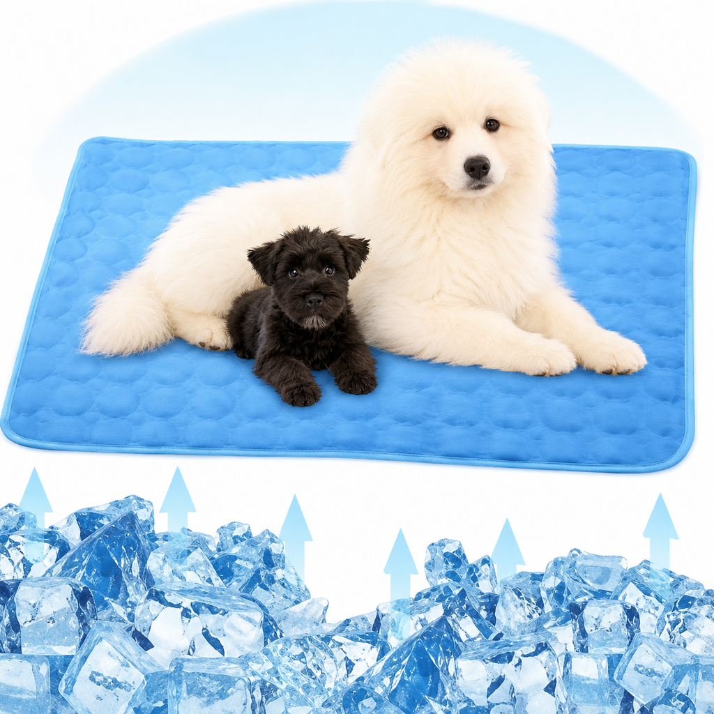 Cooling Pet Mat for Dogs & Cats – Breathable Ice Silk Summer Bed, Washable & Lightweight