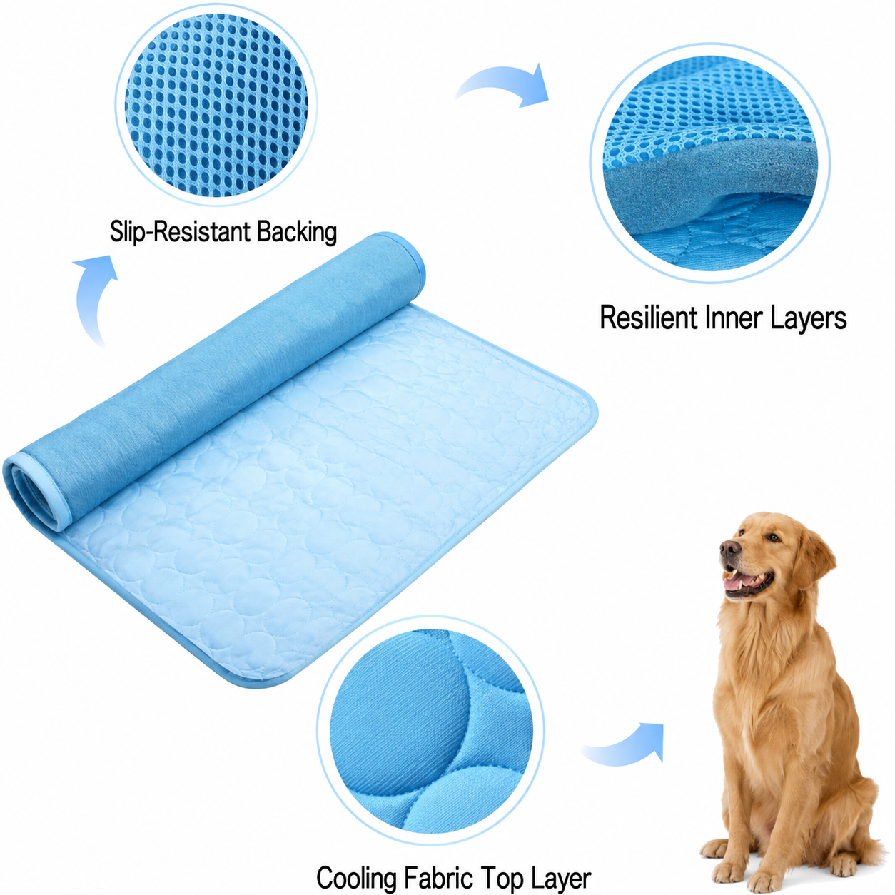 Cooling Pet Mat for Dogs & Cats – Breathable Ice Silk Summer Bed, Washable & Lightweight