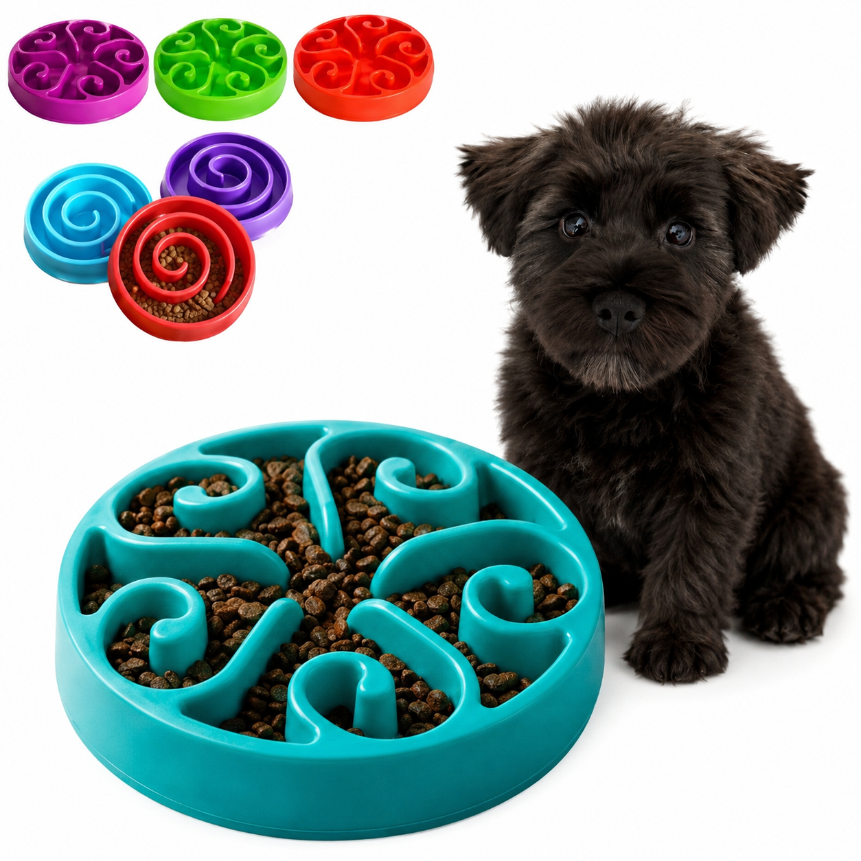 Slow Feeder Dog Bowl – Non-Slip Anti-Gulping Feeding Bowl for Puppies & Dogs