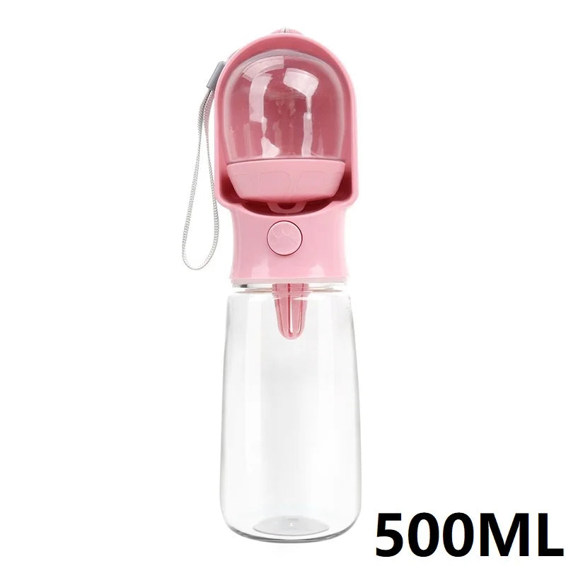 Portable Pet Water Bottle with Built-In Drinking Bowl – 320ML / 500ML