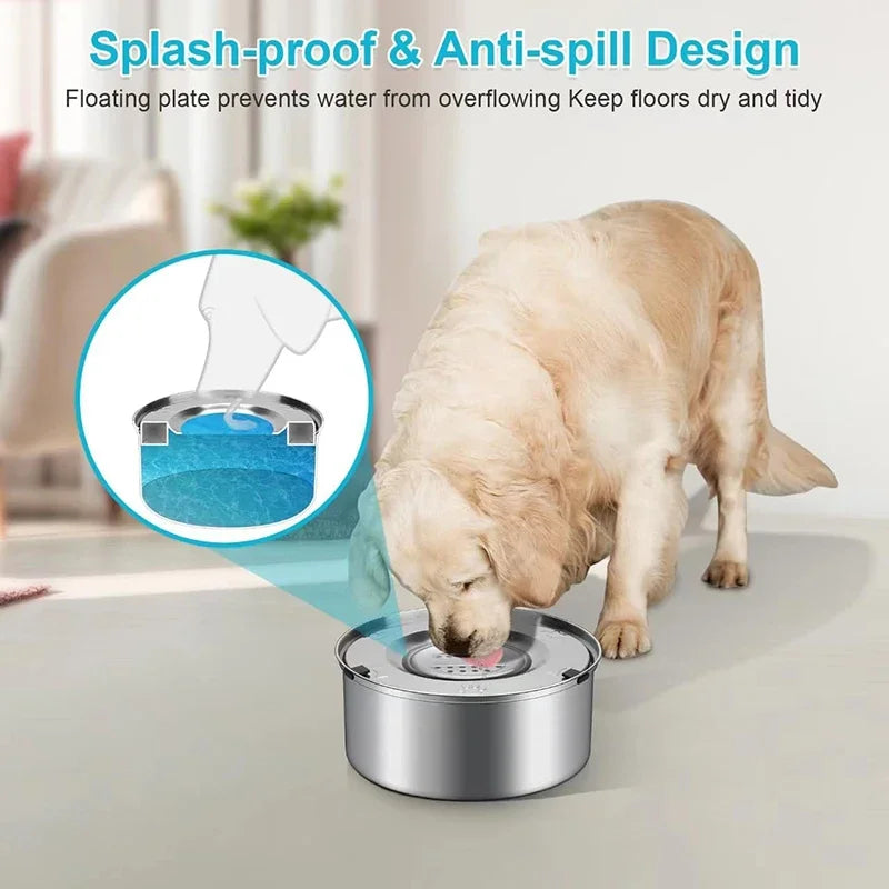 No-Spill Stainless Steel Pet Water Bowl – Anti-Splash & Non-Slip Design