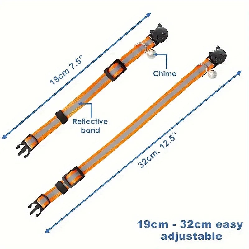10-Pack Reflective Breakaway Cat Collars with Bells – Adjustable Safety Collar Set