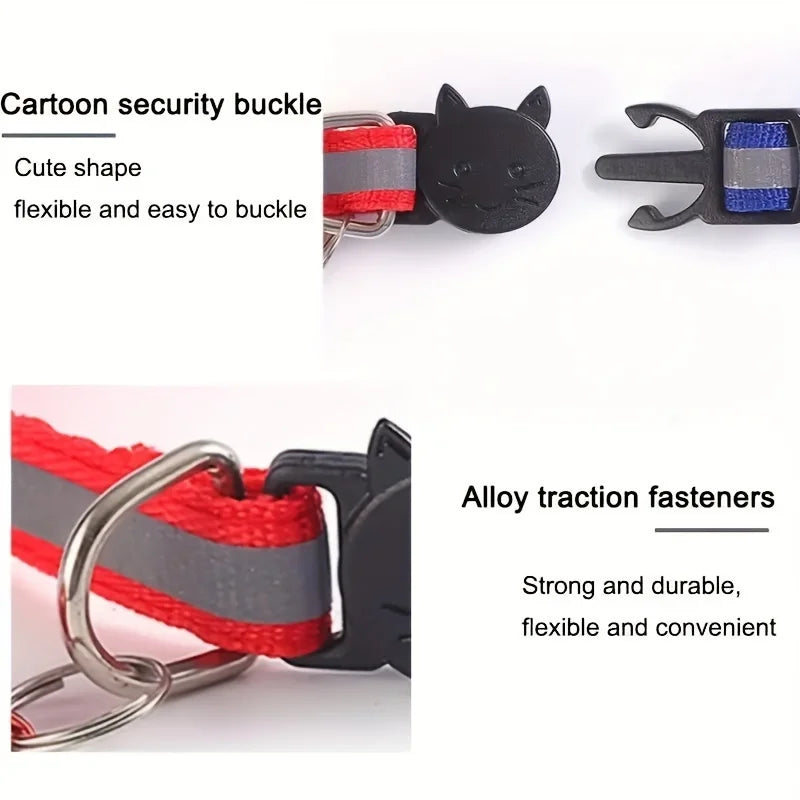 10-Pack Reflective Breakaway Cat Collars with Bells – Adjustable Safety Collar Set