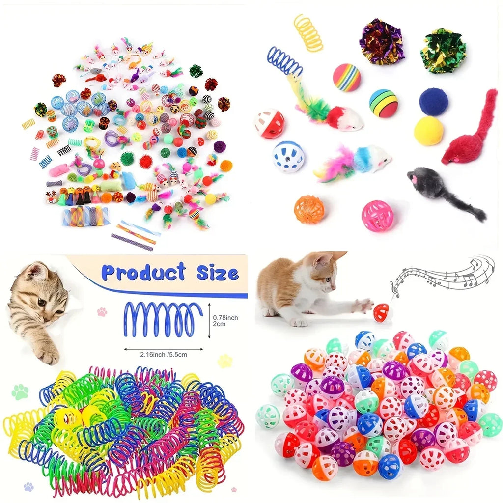 14/28/56-Piece Cat Toy Variety Pack – Plush, Balls & Interactive Toys for Kittens and Multi-Cat Homes
