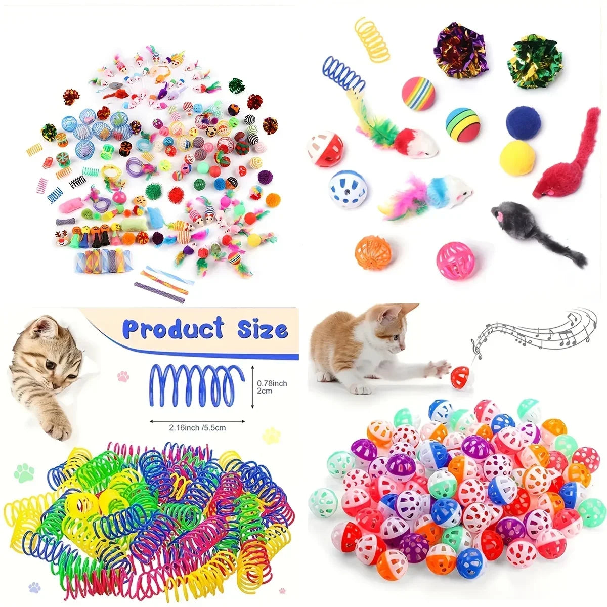 14/28/56-Piece Cat Toy Variety Pack – Plush, Balls & Interactive Toys for Kittens and Multi-Cat Homes
