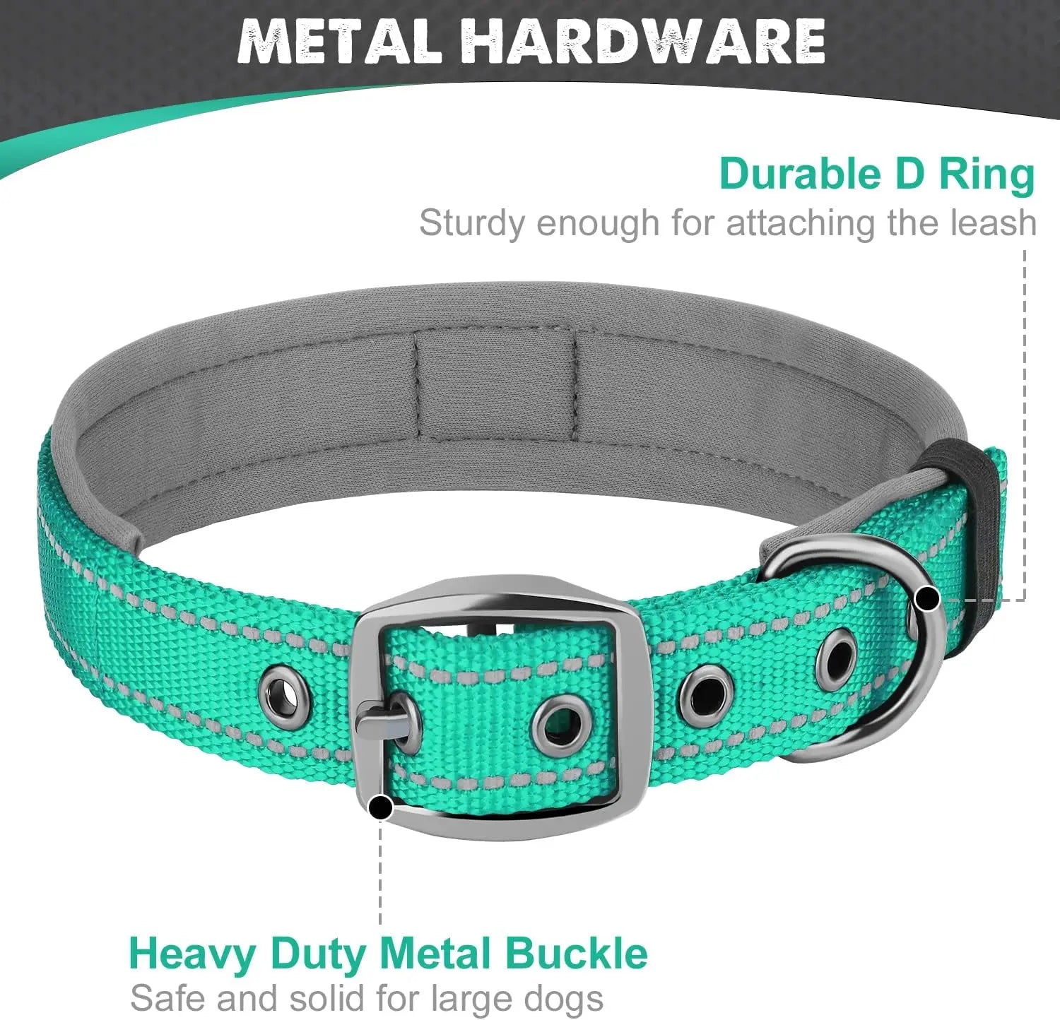 Reflective Padded Dog Collar – Soft, Adjustable & Heavy-Duty