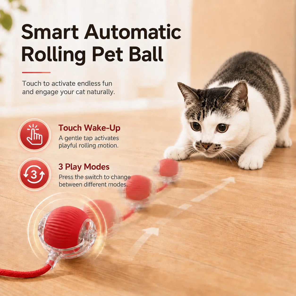 echargeable Smart Cat Ball – Automatic Rolling Interactive Toy for Cats & Kittens