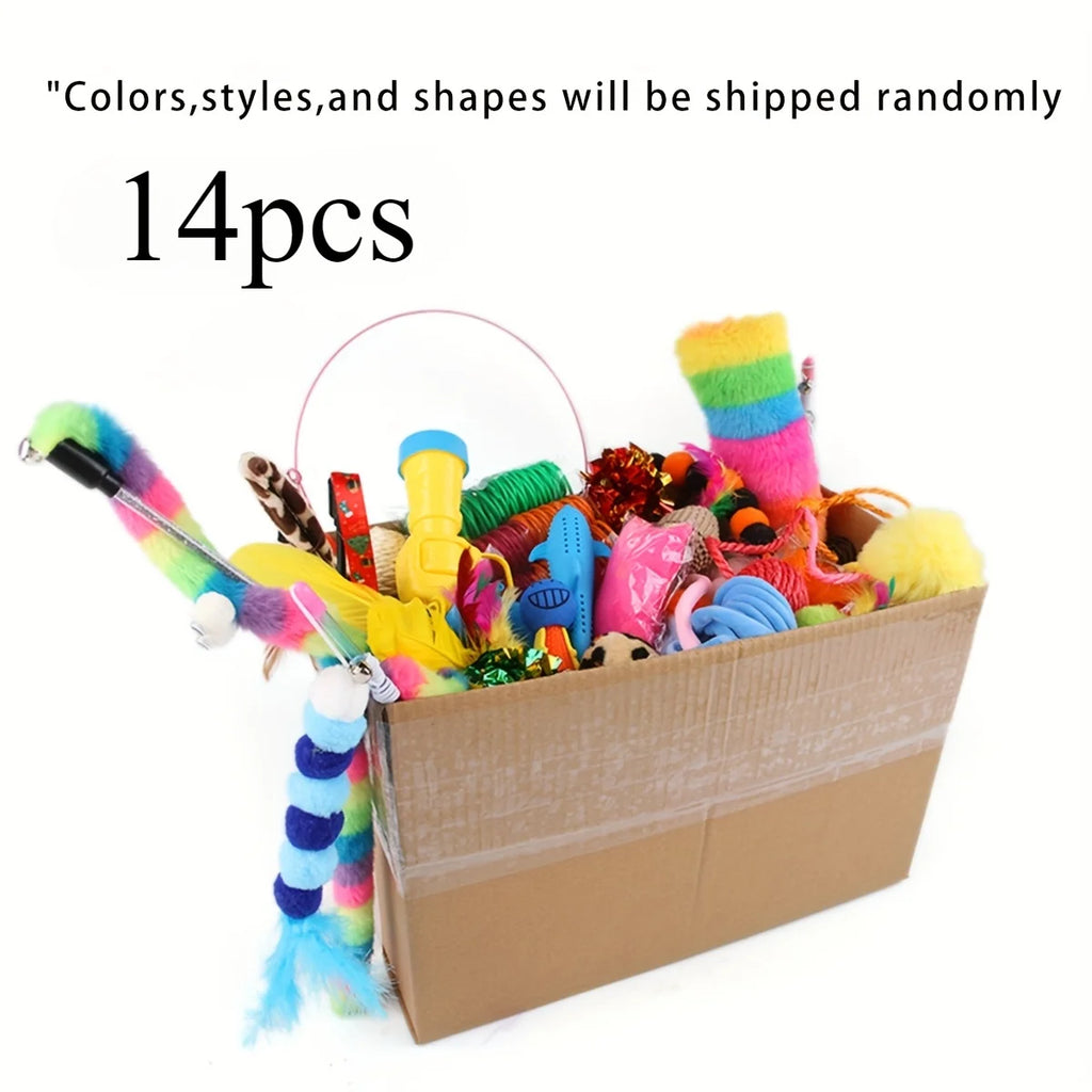 14/28/56-Piece Cat Toy Variety Pack – Plush, Balls & Interactive Toys for Kittens and Multi-Cat Homes